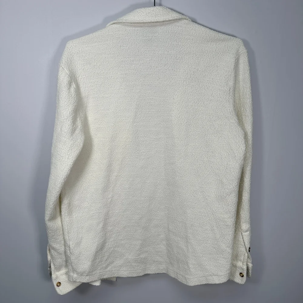 H&M Boucle Cream Button Up Shacket‎ Shirt Small - Picture 3 of 4